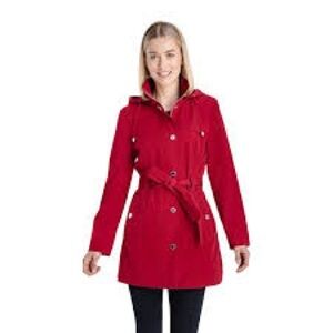 LONDON FOG Hooded Water-Resistant Rain Coat Red Size Medium